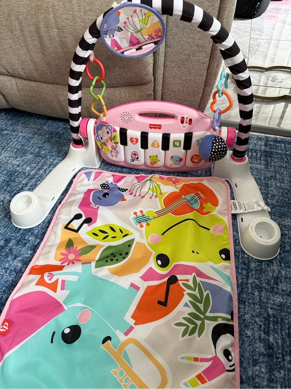 Fisher-Price Pink Musical Play Gym with Colorful Mat